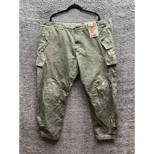 Y2k Ed Hardy High Rise Patched Graphic Cargo Pants Olive Green Mens Size 44 x 34